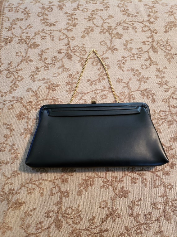 Black Vinyl Clutch With Chain Handle | Etsy