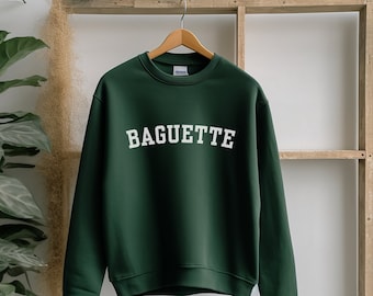 Baguette Collegiate Style Unisex Crewneck Sweatshirt | Gifts for Bread Lovers | Bread Sweatshirt | French Baguette Pullover | Parisian Style