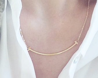 tiffany t smile necklace rose gold