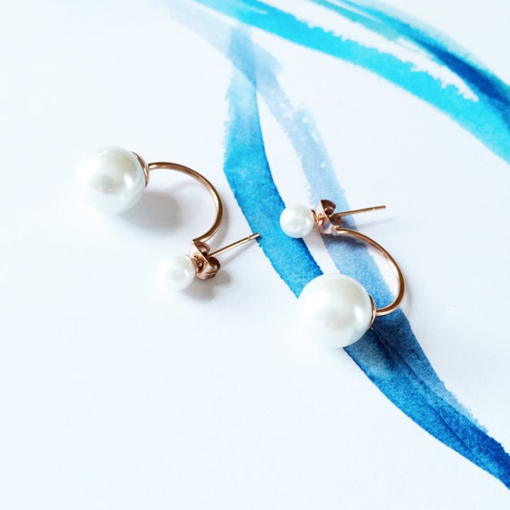 Pearl Drop Earring 18K Rose Gold Pearl Earring Simple Elegant Etsy