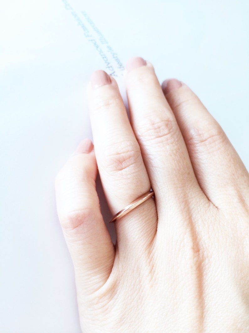 Matte Diamond Band And Simple Glossy Plain Band Ring Set 18K Etsy