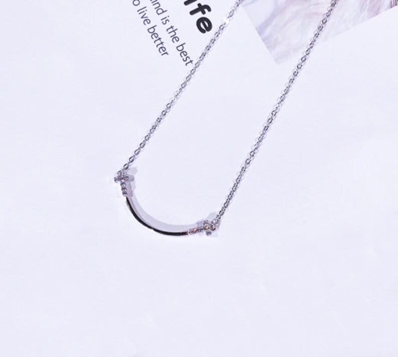 Diamond Smile Necklace 925 Sterling Silver Smile Necklace Etsy Ireland