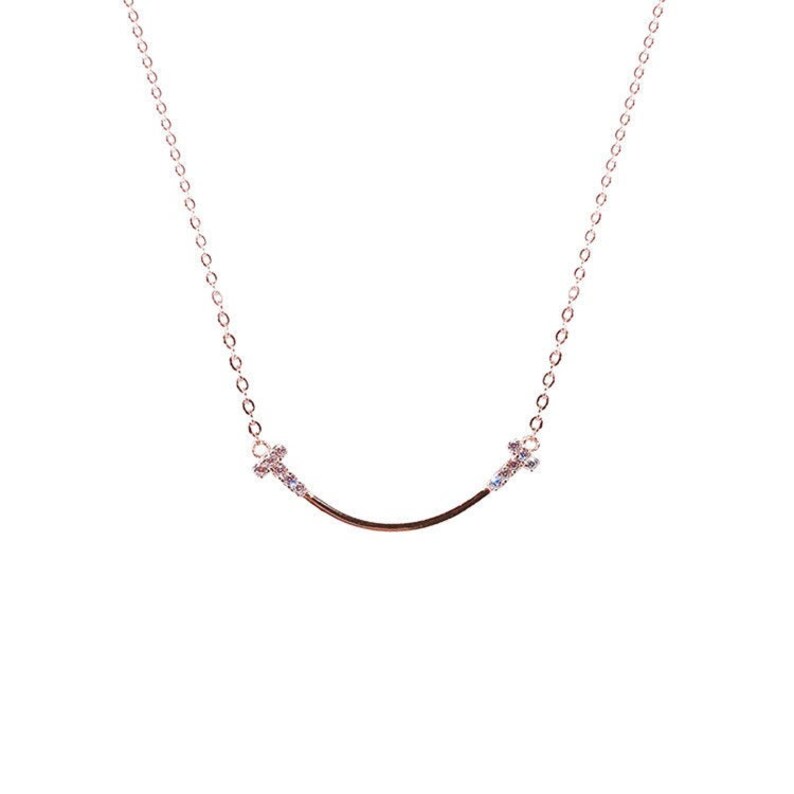 Diamond Smile Necklace 925 Sterling Silver Smile Necklace Etsy Ireland