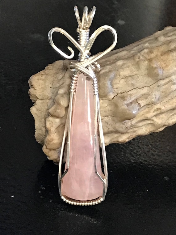 Rose Quartz Pendant in Sterling Silver
