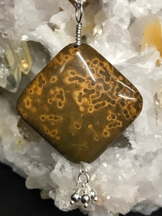 Ocean Jasper Pendant with Sterling Charm