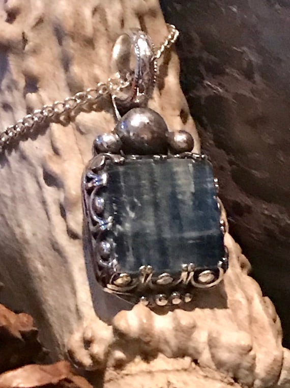 Blue Kyanite Pendant in Sterling Silver