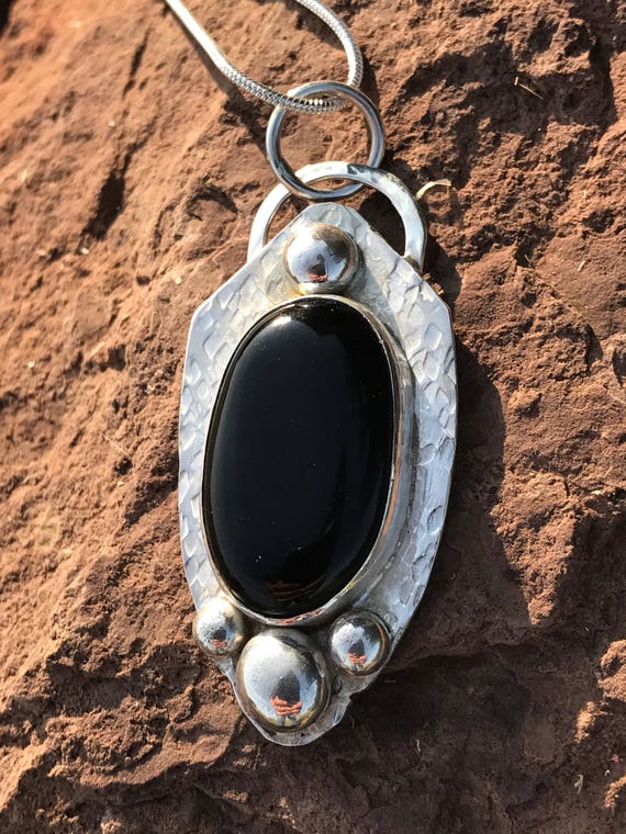 Black Onyx Pendant in Sterling Silver