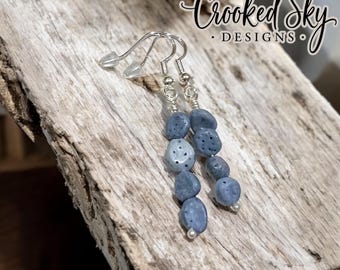 Natural Blue Coral Earrings