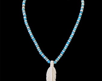 Feather and Turquoise Necklace
