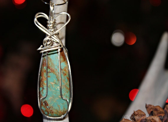 Turquoise Pendant in Sterling Silver (#8 mine)