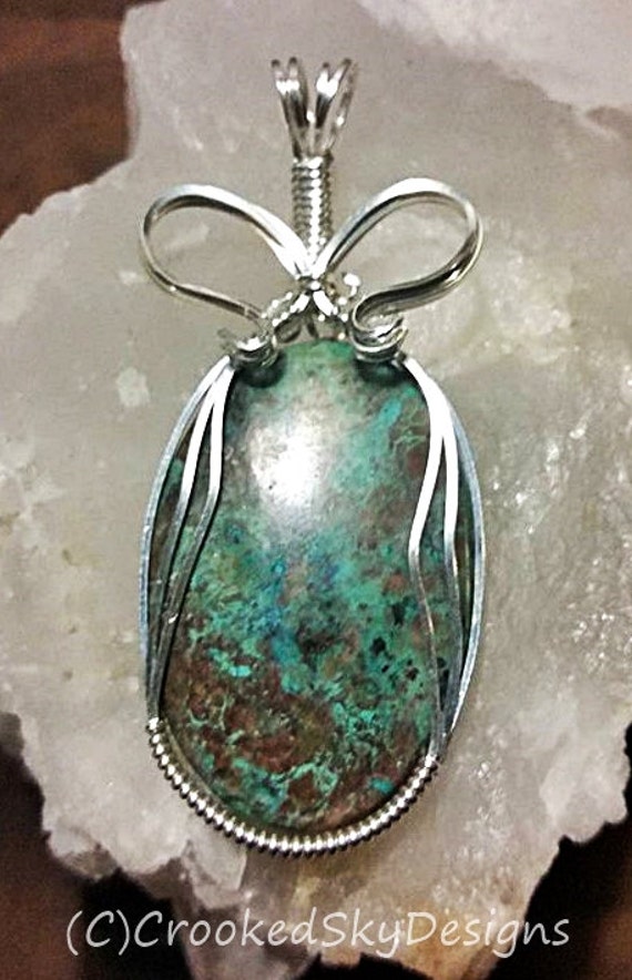 Chrysocolla, Azurite & Malachite Pendant in Sterling Silver