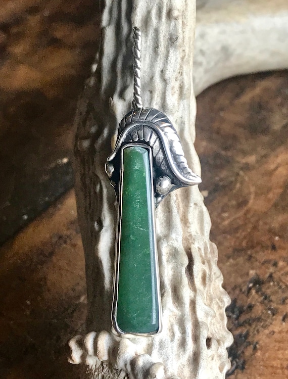 Nephrite Jade Pendant in Sterling Silver
