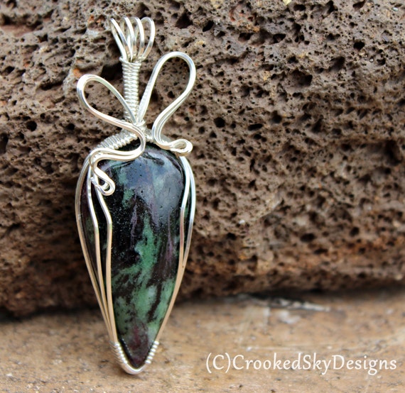 Ruby Zoisite Pendant in Sterling Silver