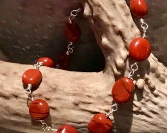 Red Jasper Bracelet in Sterling Silver