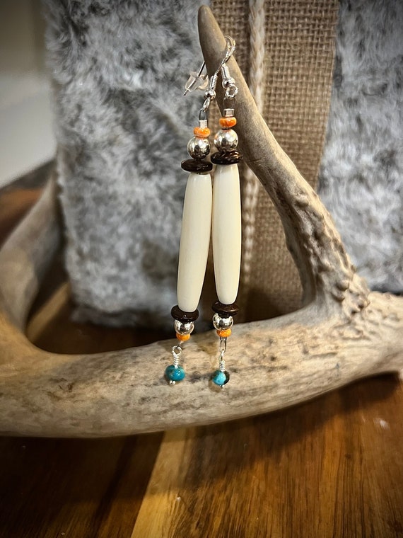 Hair Pipe Bone Earrings