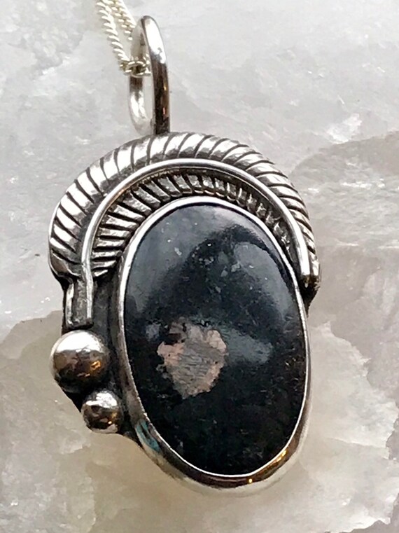 Nuummite Pendant in Sterling Silver