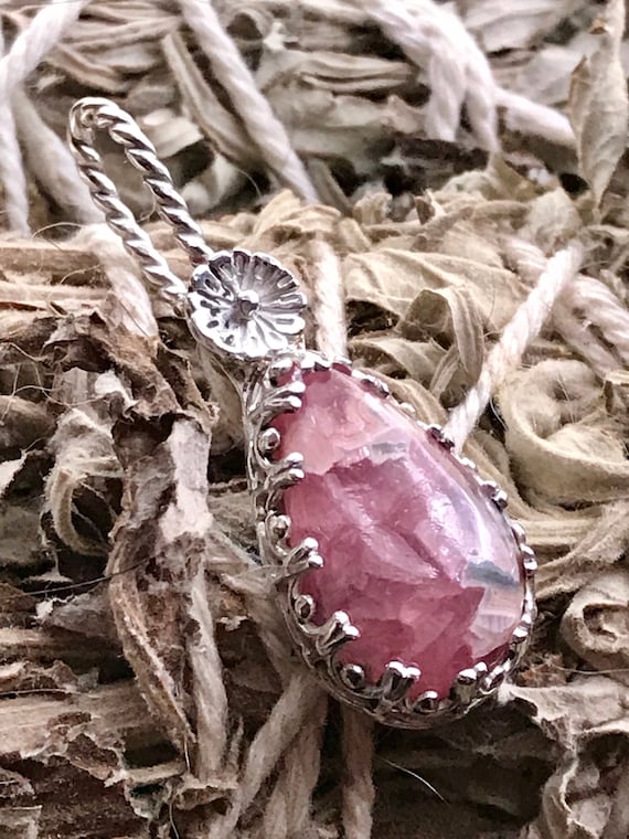 Rhodochrosite and Sterling Silver Pendant