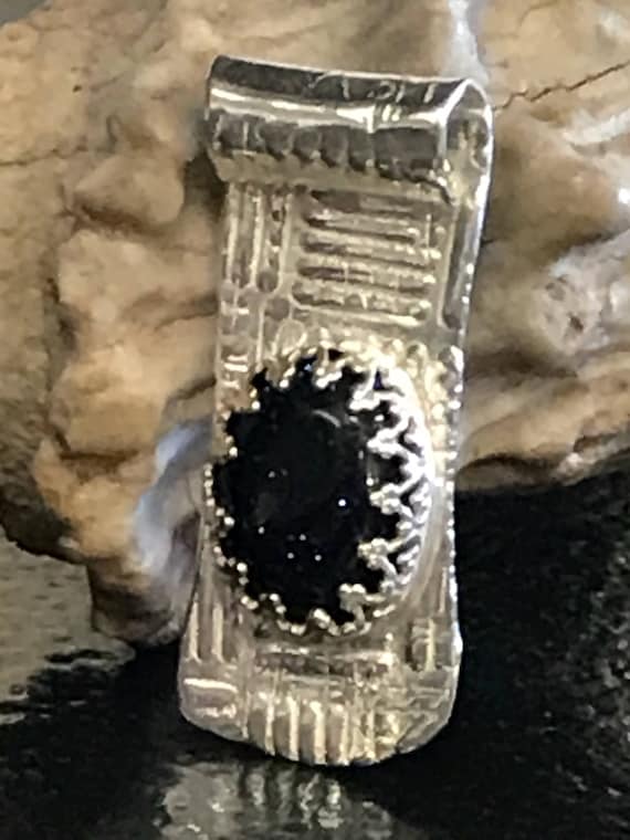 Basketweave Pendant with Blue Goldstone in  Fine Silver