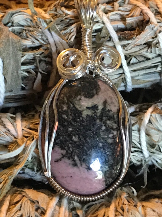 Rhodonite Pendant in Sterling Silver