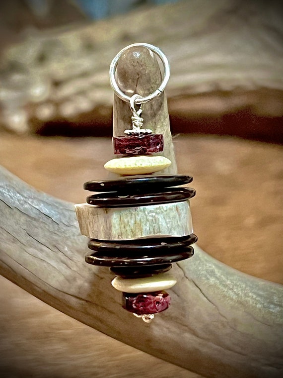 Deer Antler and Purple Spiny Oyster Pendant
