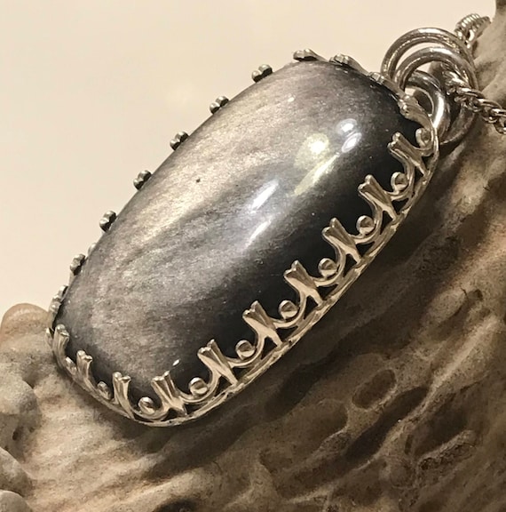 Silver Sheen Obsidian Pendant