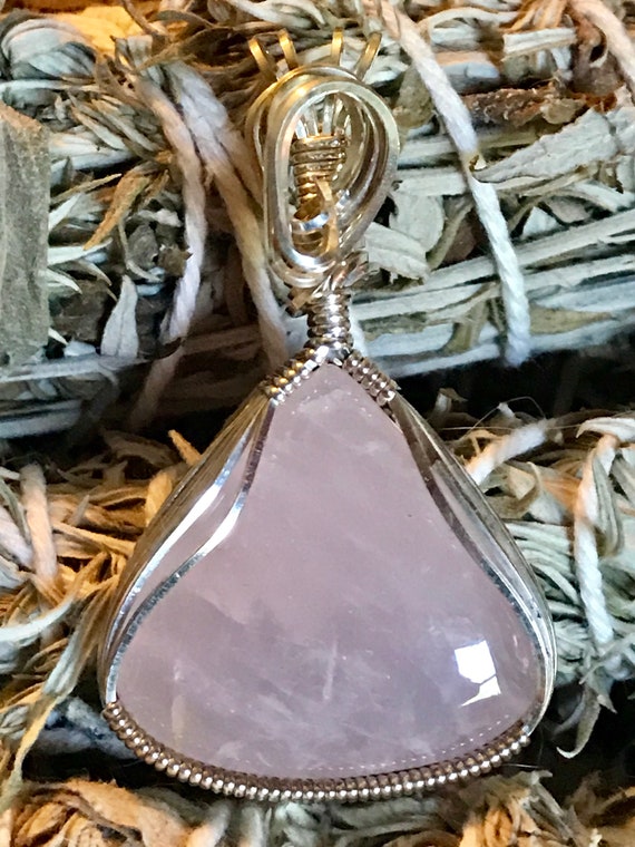 Rose Quartz Pendant in Sterling Silver
