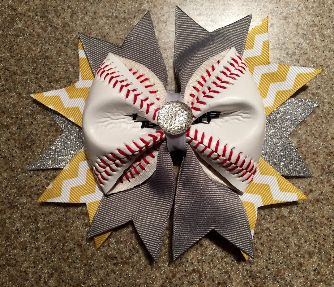 Baseball Cheer Hair Bow Made From Real Baseballsgreat - Etsy