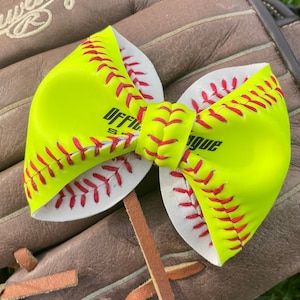 Softball Laced Middle Bow Made From Real Softballs--Great Softball Gift