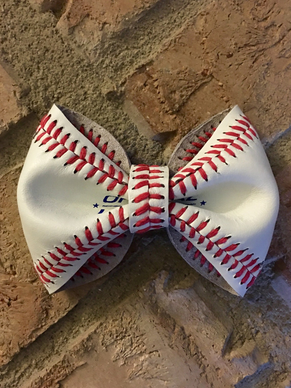 Baseball Hair Bow with Laced MiddleMade From Real Etsy