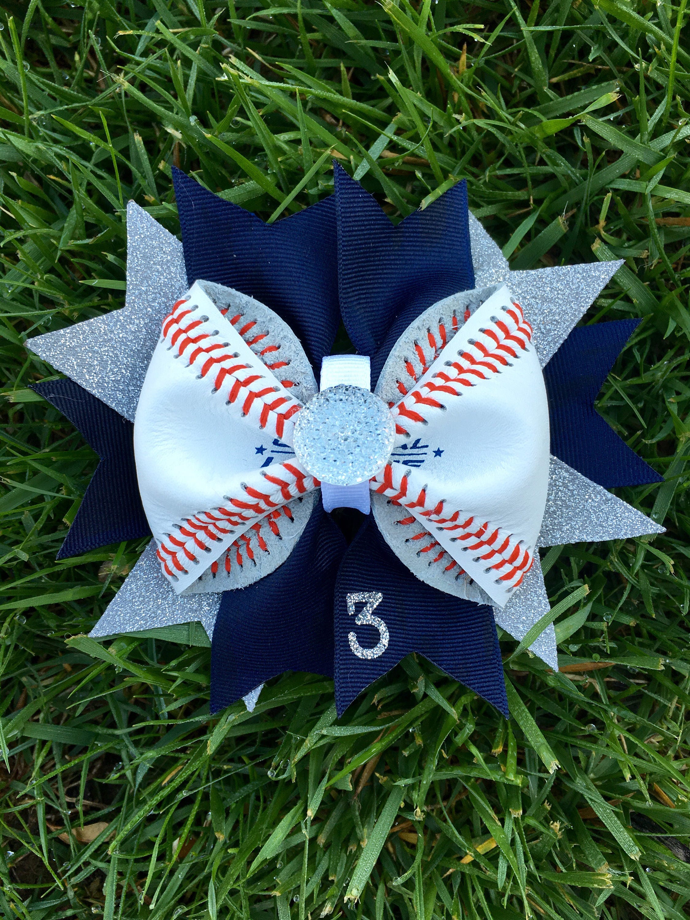 Personalized Custom Baseball Hair Bow Made From Real Leather Etsy