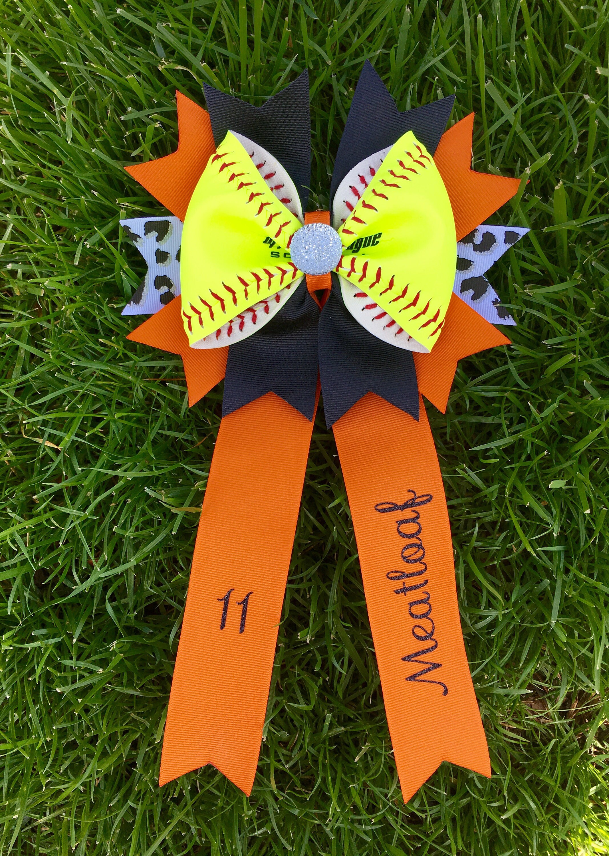 Personalized Softball Bow Made From Real Softballs Great Etsy
