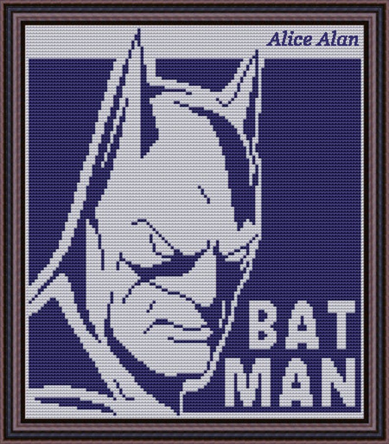 Cross Stitch Pattern Batman Superhero Black White Marvel Etsy