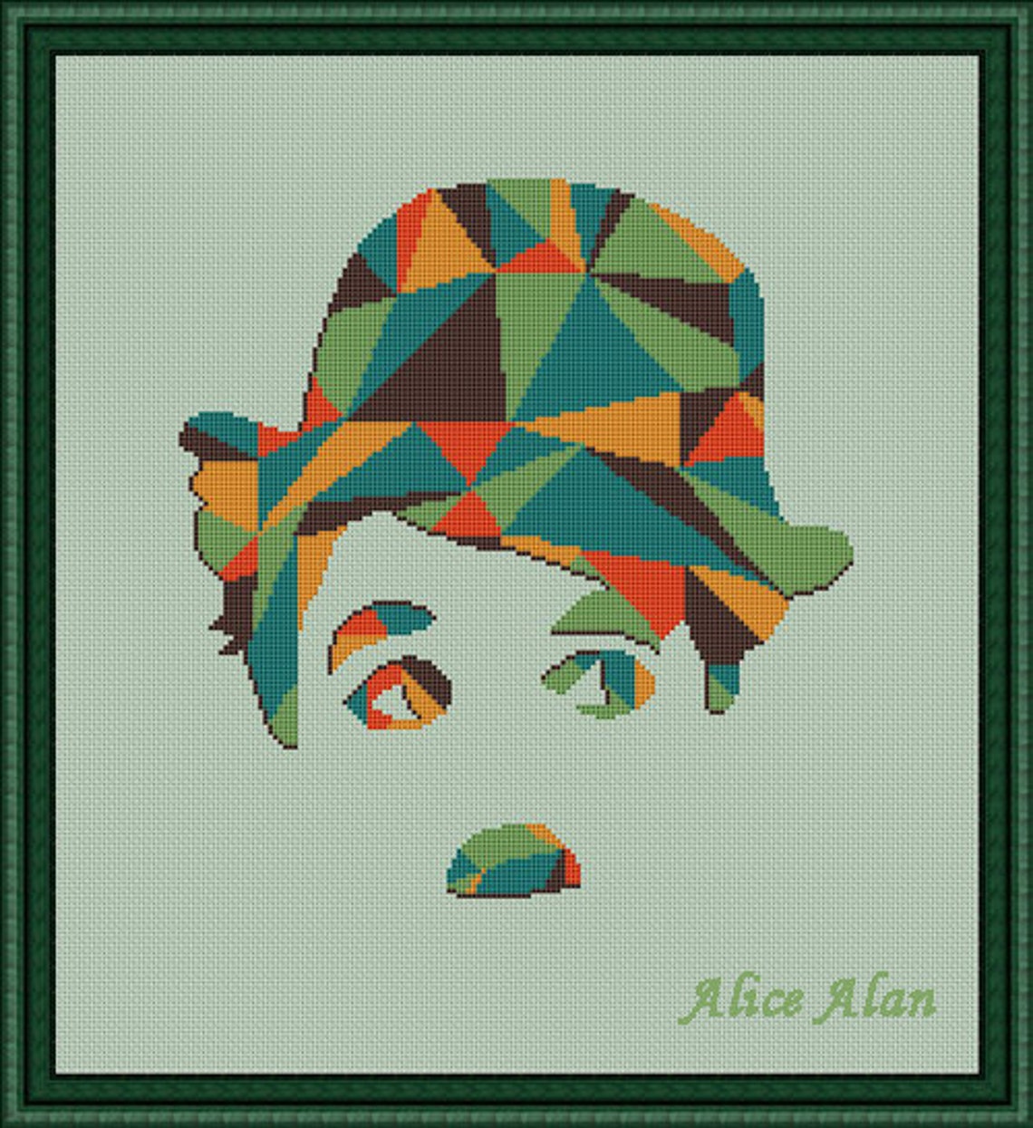 Cross Stitch Pattern Art Portrait Modern Geometric Texture Etsy