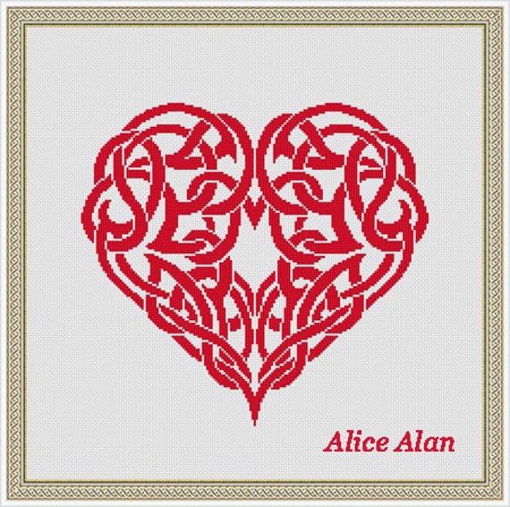 Cross Stitch Pattern Heart Love Celtic Knot Ornament Etsy