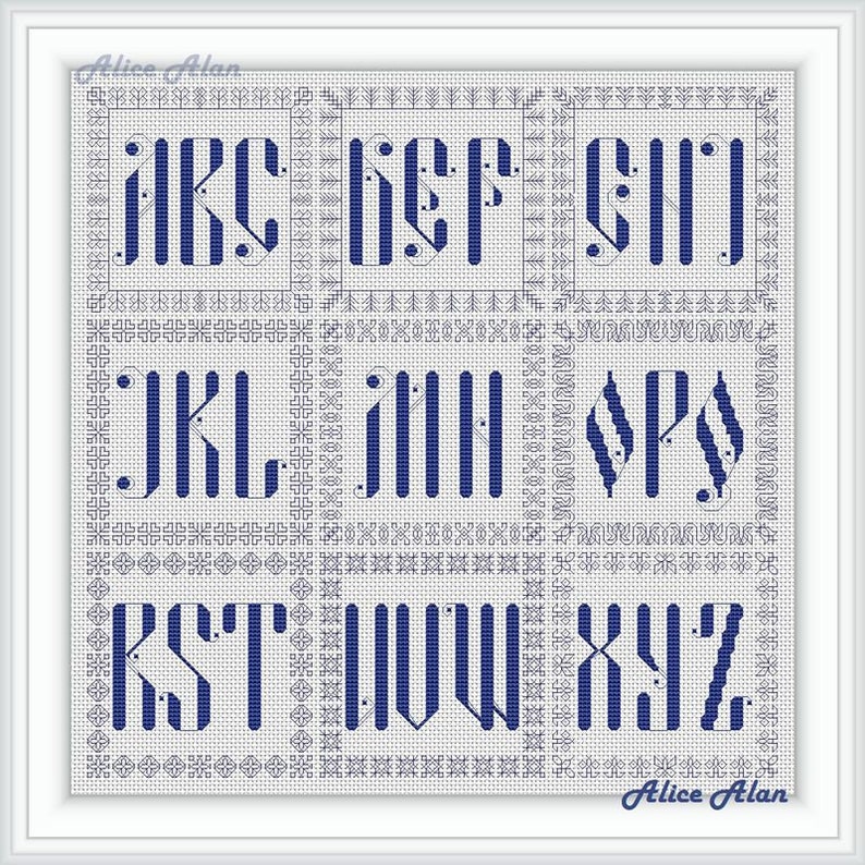 Cross stitch pattern old English alphabet vintage monogram | Etsy