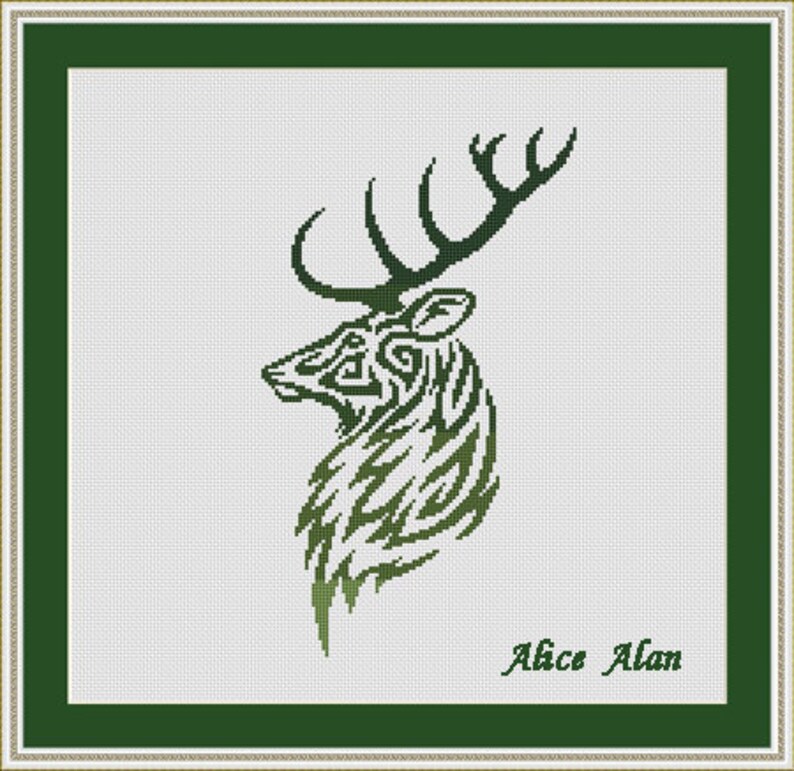 Cross Stitch Pattern Wild Animal Deer Head Rainbow Silhouette Brown Green Monochrome Counted Cross Stitch Pattern Instant Download Epattern Craft Supplies Tools Kits How To Keyforrest Lt