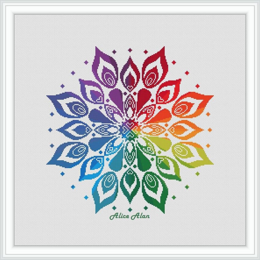 Cross stitch pattern panel mandala vintage ornamental pattern | Etsy