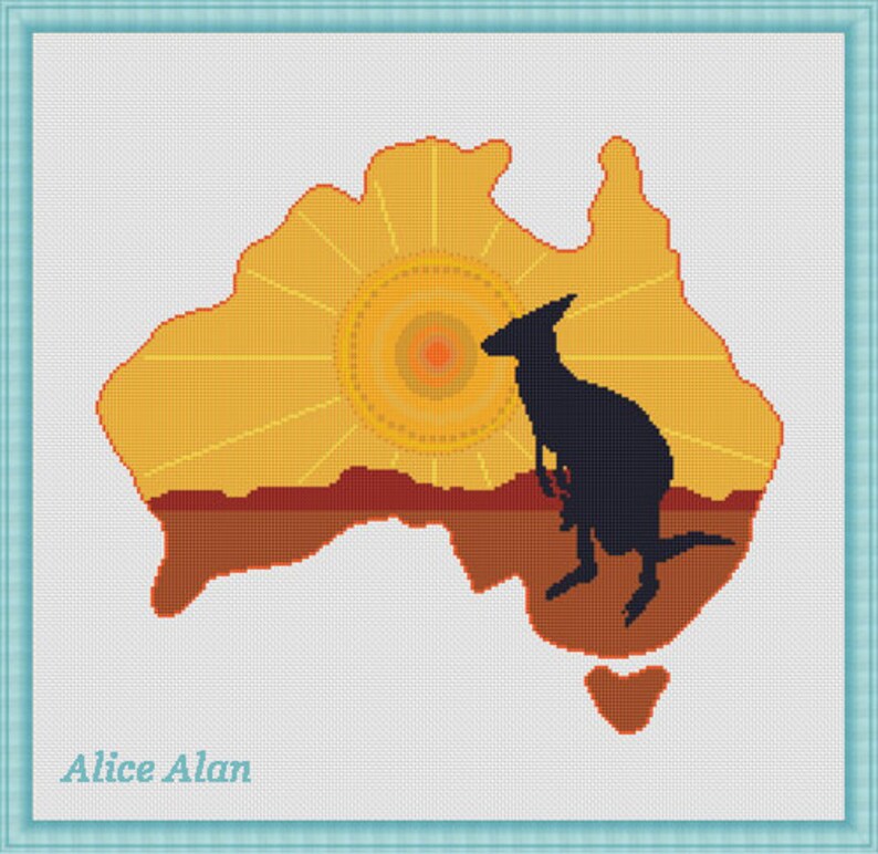 Cross Stitch Pattern Map Silhouette Australia Country City Etsy