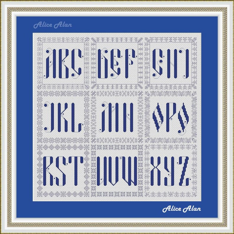 Cross stitch pattern old English alphabet vintage monogram | Etsy