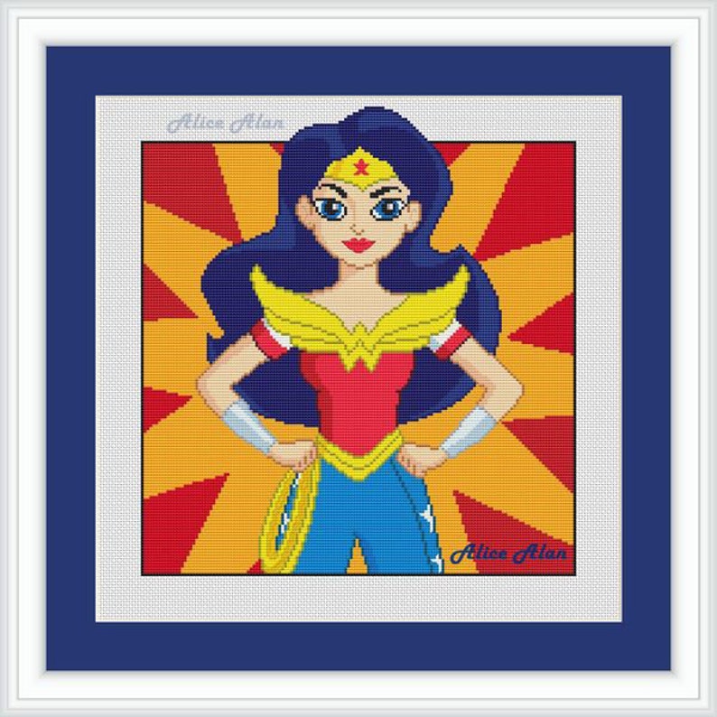 Cross stitch pattern Wonder Woman Super Hero Girls DC Comics Etsy