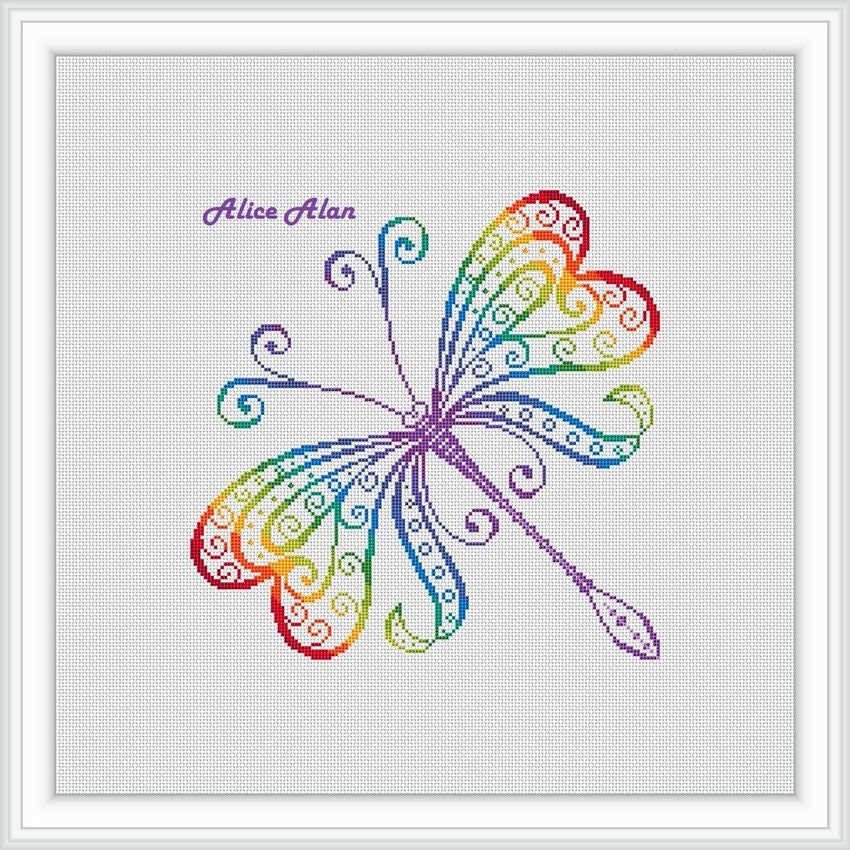 Cross Stitch Pattern Dragonfly Silhouette Insects Butterfly Etsy