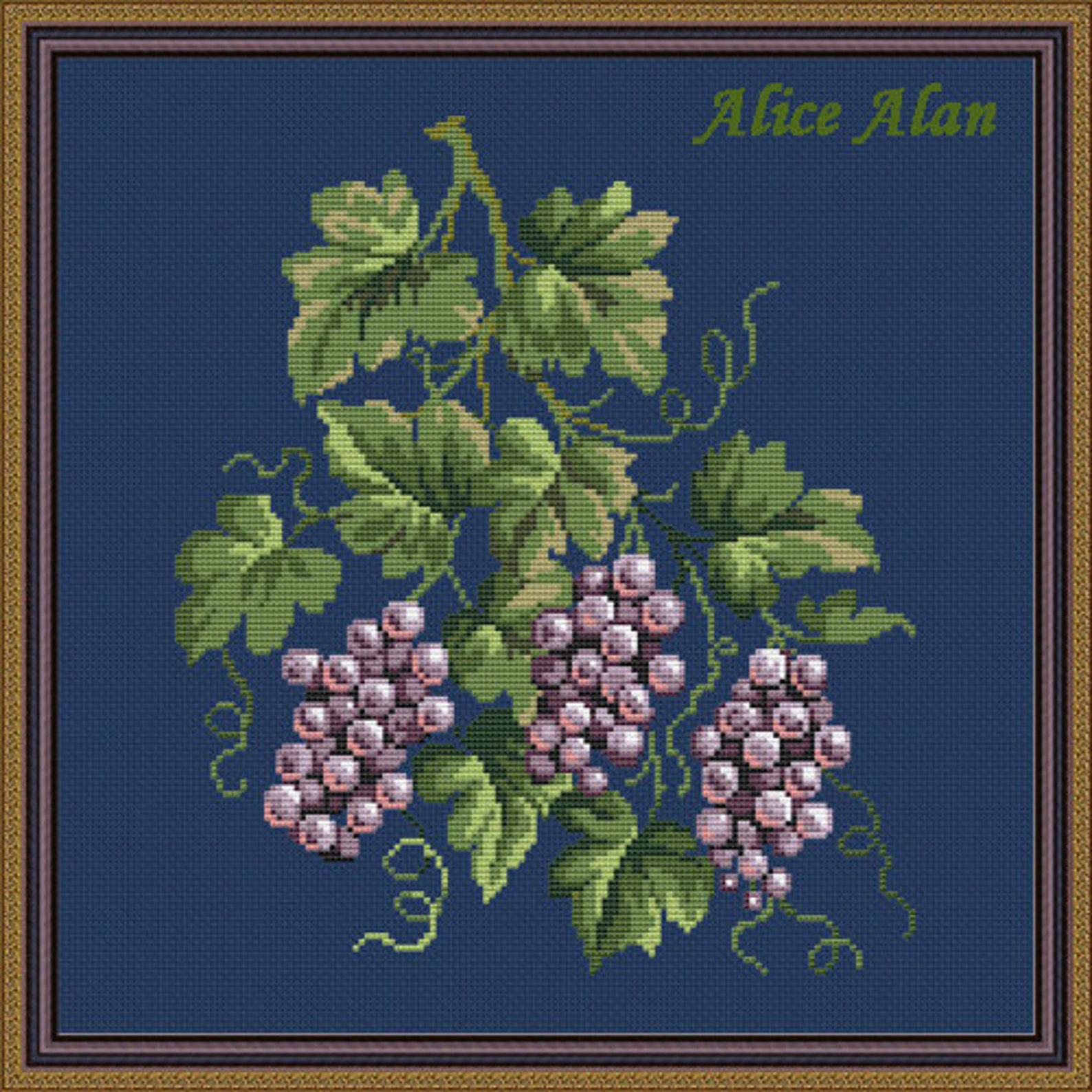 Cross Stitch Pattern Ripe bunches grapes 2 options natural & Etsy