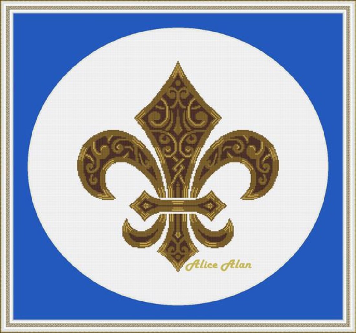 Fleur de lis Vintage Celtic knot golden Heraldic Sport Etsy