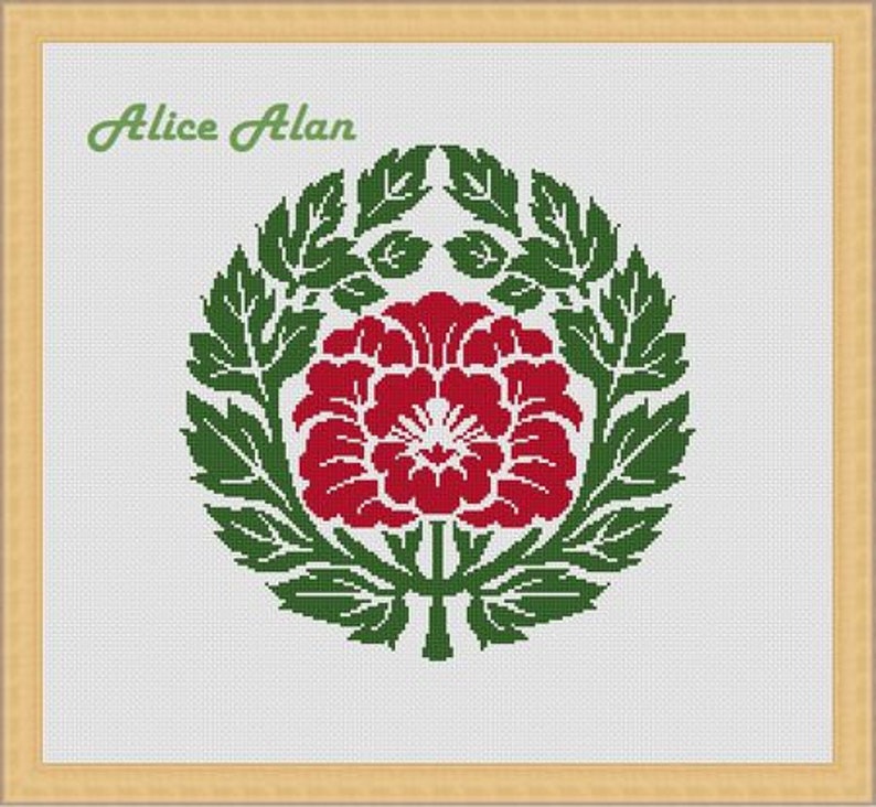 Cross Stitch Pattern Flower Hibiscus Abstract Vintage Ornament Etsy