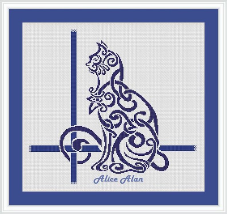 Cat Celtic Knot Silhouette Ethnic Ornament Cats Rainbow Red | Etsy