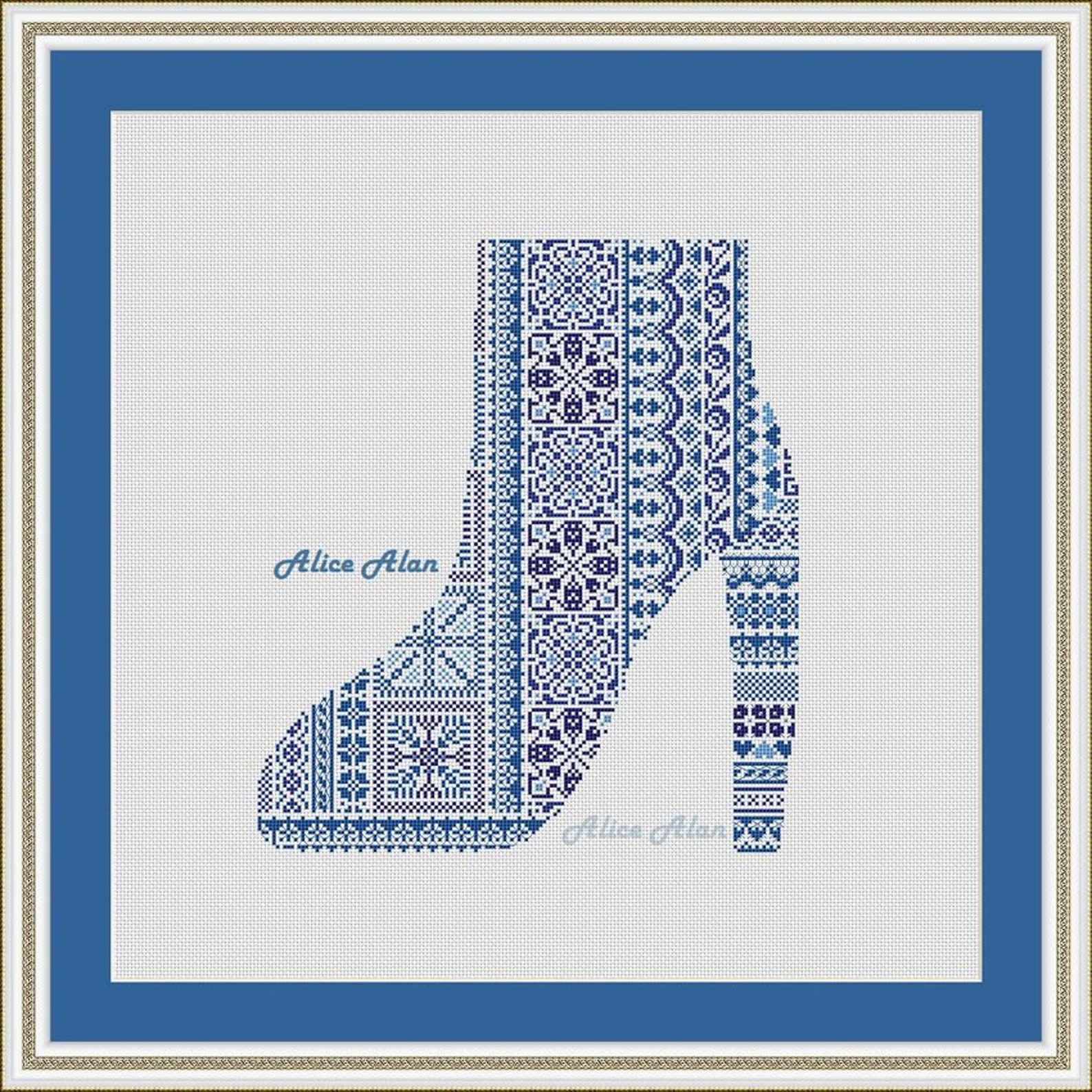 Cross stitch pattern Shoe woman boot high heel ornament shoes Etsy