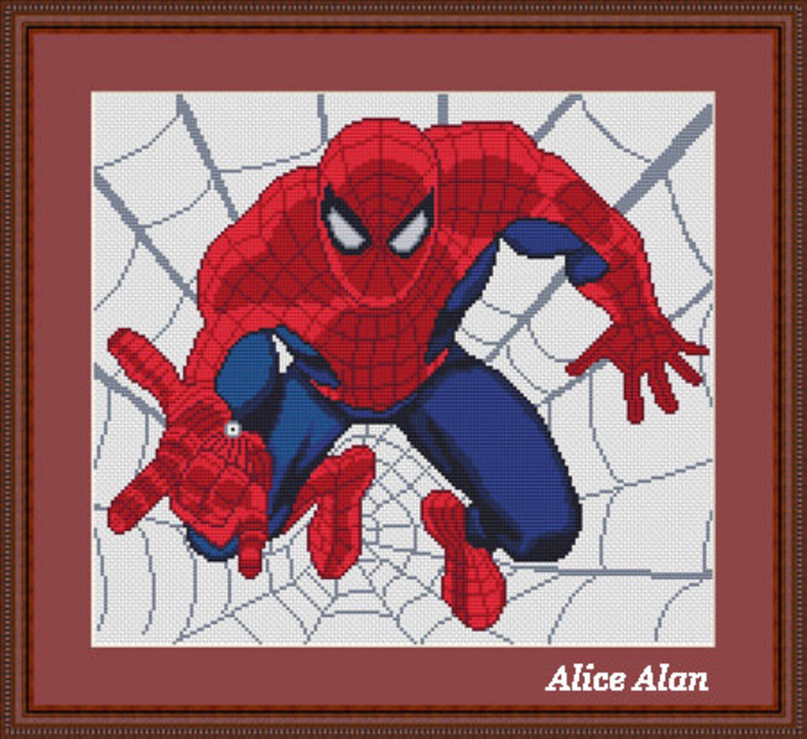 Cross Stitch Pattern Spiderman Superhero Red Blue Marvel Etsy