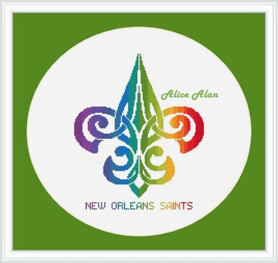Free US Shipping Counted Cross Stitch Pattern New Orleans Saints Logo
