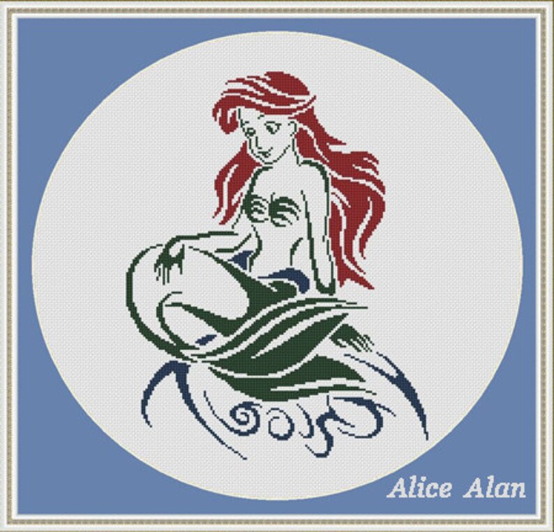 Cross Stitch Pattern Disney Silhouette Mermaid Ariel ...