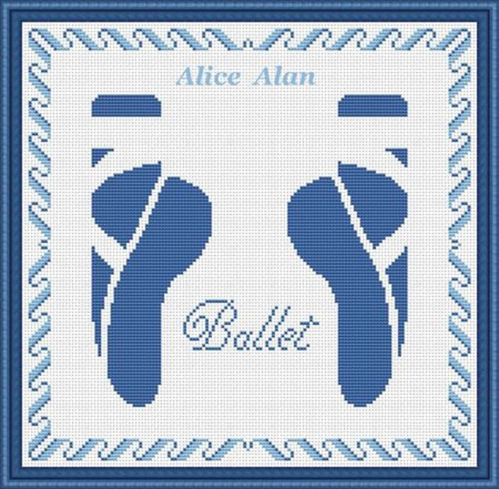 cross stitch pattern dance ballet ballerina vintage blue shoes pointe counted cross stitch pattern/instant download epattern pdf cross stitch pattern dance ballet ballerina vintage blue shoes pointe counted cross stitch pattern/instant download epattern pdf